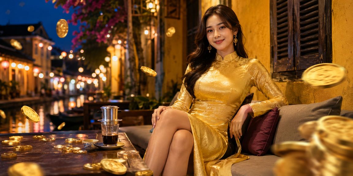 Người mặc áo dài xem thông tin cá cược thể thao tại Hội An
